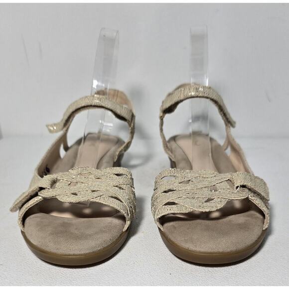 Beautifeel Kali Embossed Leather Wedge Heel Sandals Ivory/Silver Comfort 42/11.5 - Picture 4 of 8